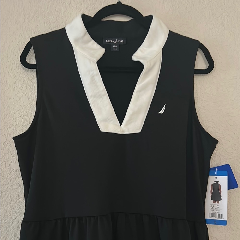 NWT Women’s Nautica Black Dress with White Trim Size L